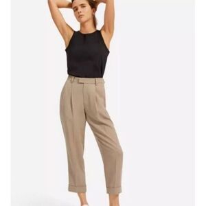 Everlane‎ Put Together Pleat Canvas Pant Womens 6 Taupe Cuffed Ankle Cropped